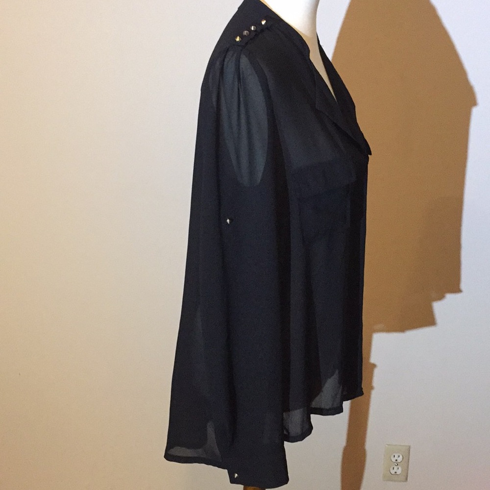 Sheer Gold Studs Button Down Blouse - image 2